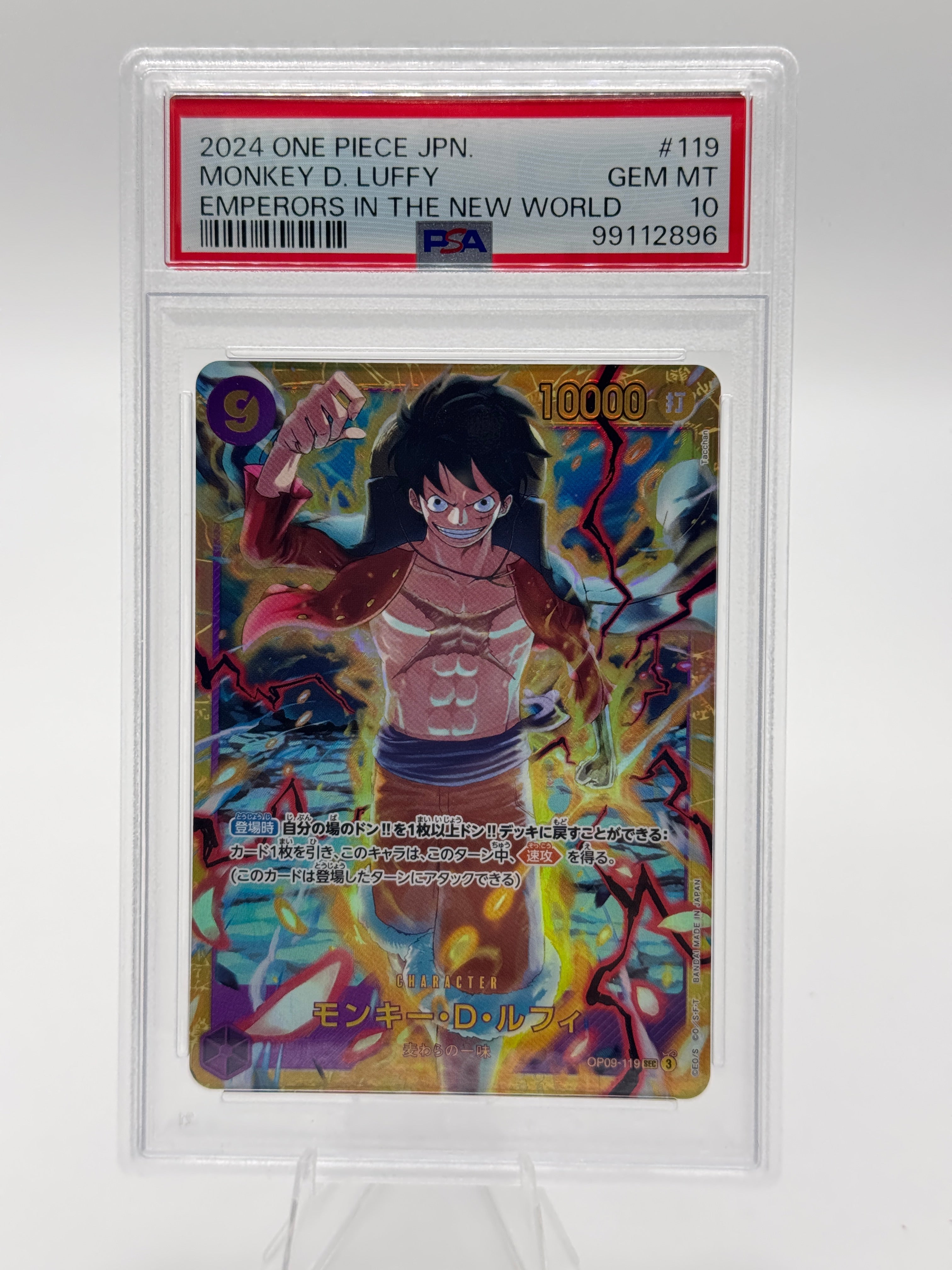 PSA 10 - Monkey D Luffy - One Piece JP - OP09 119