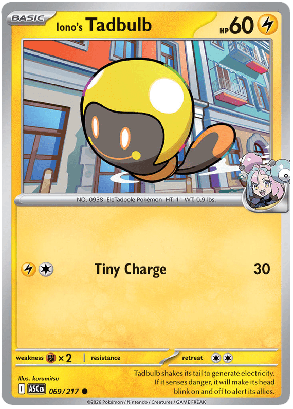 Iono's Tadbulb 069/217 Common | Mega Evolution – Ascended Heroes by Worth the XP on MYNTED