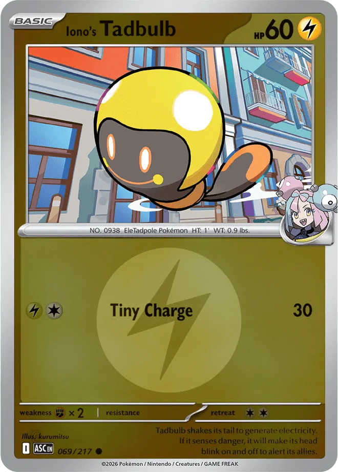 Iono's Tadbulb (Energy Symbol Pattern) Ascended Heroes Common • 069/217 Reverse Holofoil by Shark Pop Culture on MYNTED