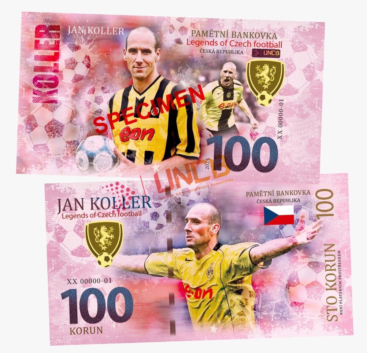 Jan Koller - SPECIMEN 100 Korun UNCB banknote by UNCB on MYNTED