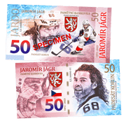 JAROMIR JAGR - SPECIMEN 50 Korun UNCB banknote by UNCB on MYNTED