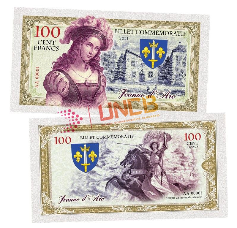 Jeanne d'Arc 100 Cent Francs UNCB banknote by UNCB on MYNTED