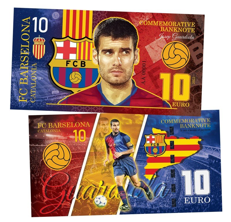 Josep Guardiola FC Barcelona 10 euro UNCB banknote by UNCB on MYNTED