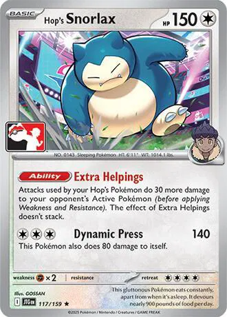 Hop's Snorlax Prize Pack Series One Rare 117/159