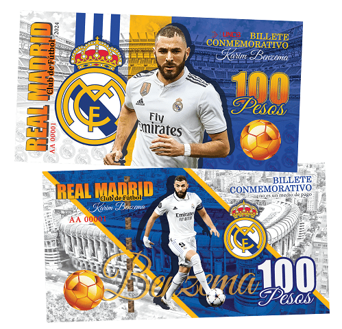 Karim Benzema 100 Pesos UNCB banknote by UNCB on MYNTED