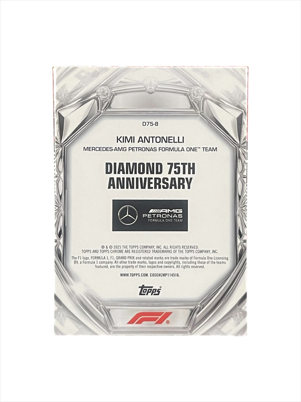 2025 Topps Chrome F1 Kimi Antonelli Diamond 75th Anniversary