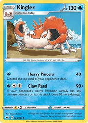 Kingler (Reverse Holofoil) Sword & Shield Base Set Uncommon 044/202 by PokeSource on MYNTED