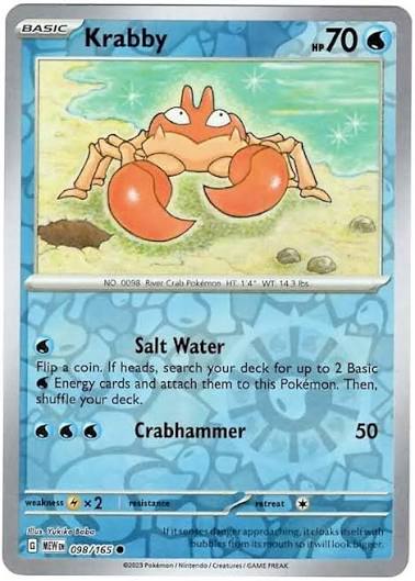 Krabby 098/165 - Reverse Holo (Pokemon 151) by The Cardboard Grind on MYNTED
