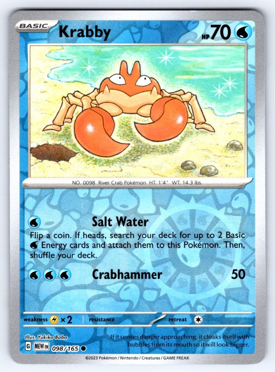 Krabby SV: 151 Common • 098/165 Reverse Holofoil by Shark Pop Culture on MYNTED