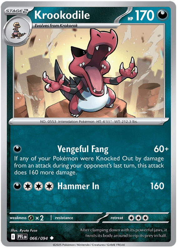 Krookodile 066/094 Uncommon | Mega Evolution – Phantasmal Flames by Worth the XP on MYNTED