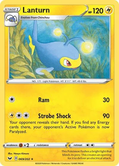 Lanturn (Reverse Holofoil) Sword & Shield Base Set Rare 069/202 by PokeSource on MYNTED