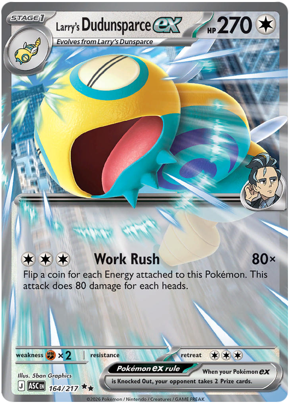 Larry's Dudunsparce ex 164/217 Double Rare | Mega Evolution – Ascended Heroes by Worth the XP on MYNTED