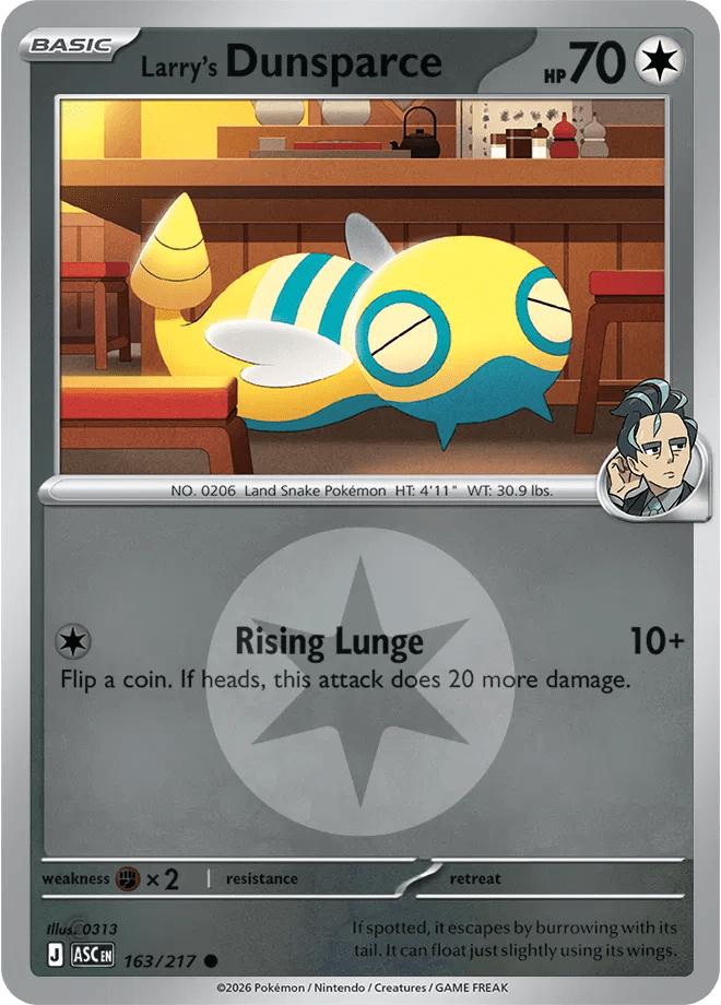 Larry's Dunsparce (Energy Symbol Pattern) Ascended Heroes Common • 163/217 Reverse Holofoil by Shark Pop Culture on MYNTED