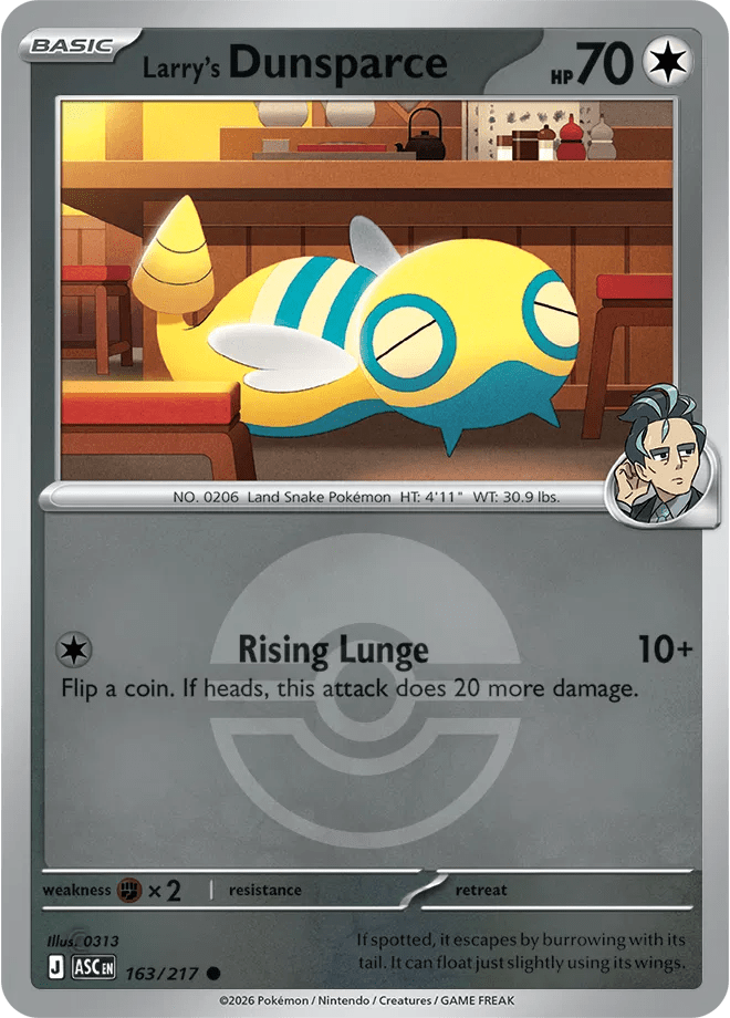 Larry's Dunsparce (Poke Ball) Ascended Heroes Common • 163/217 Reverse Holofoil by Shark Pop Culture on MYNTED