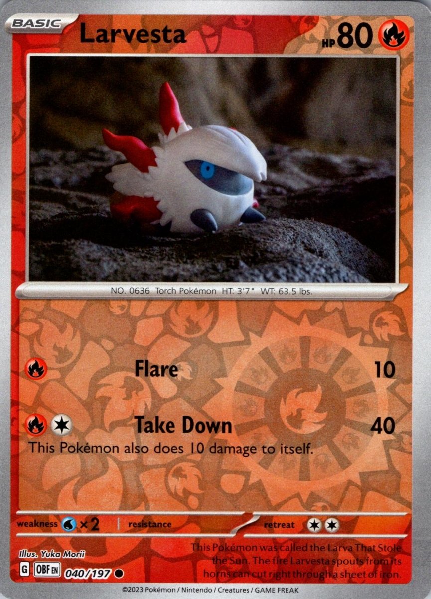 Larvesta [Reverse Holo] 40 Pokemon Obsidian Flames by Moe‘s Vault on MYNTED