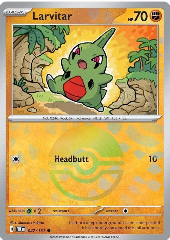 Larvitar POKEBALL REVERSE HOLO Prismatic Evolutions 047/131