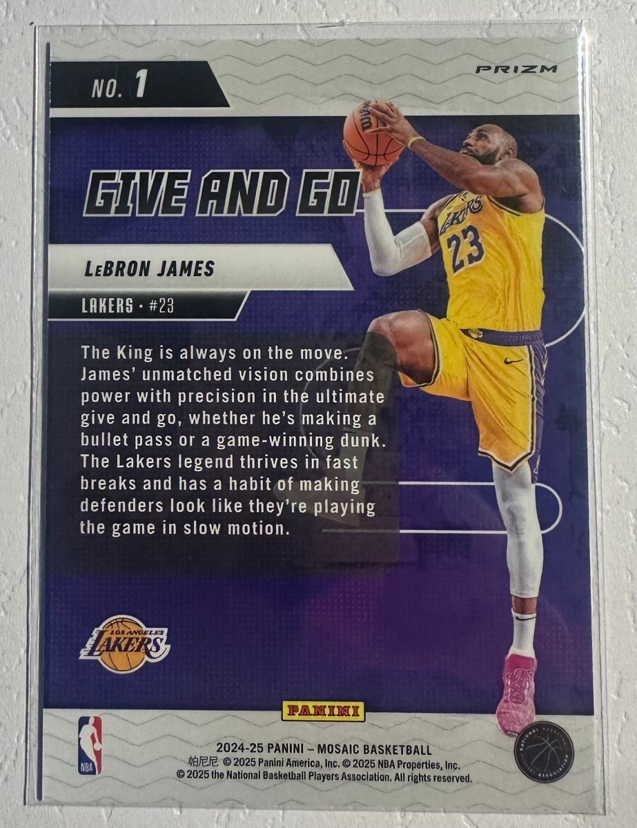 LeBron James Green Prizm Give And Go 2024 - 25 Panini Mosaic 1 by Coolectibles on MYNTED