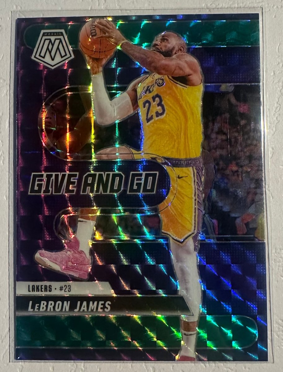 LeBron James Green Prizm Give And Go 2024 - 25 Panini Mosaic 1 by Coolectibles on MYNTED