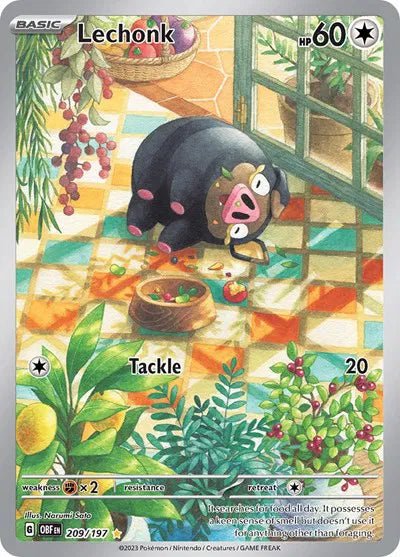 Lechonk Obsidian Flames Illustration Rare 209/197 by PokeGrails on MYNTED