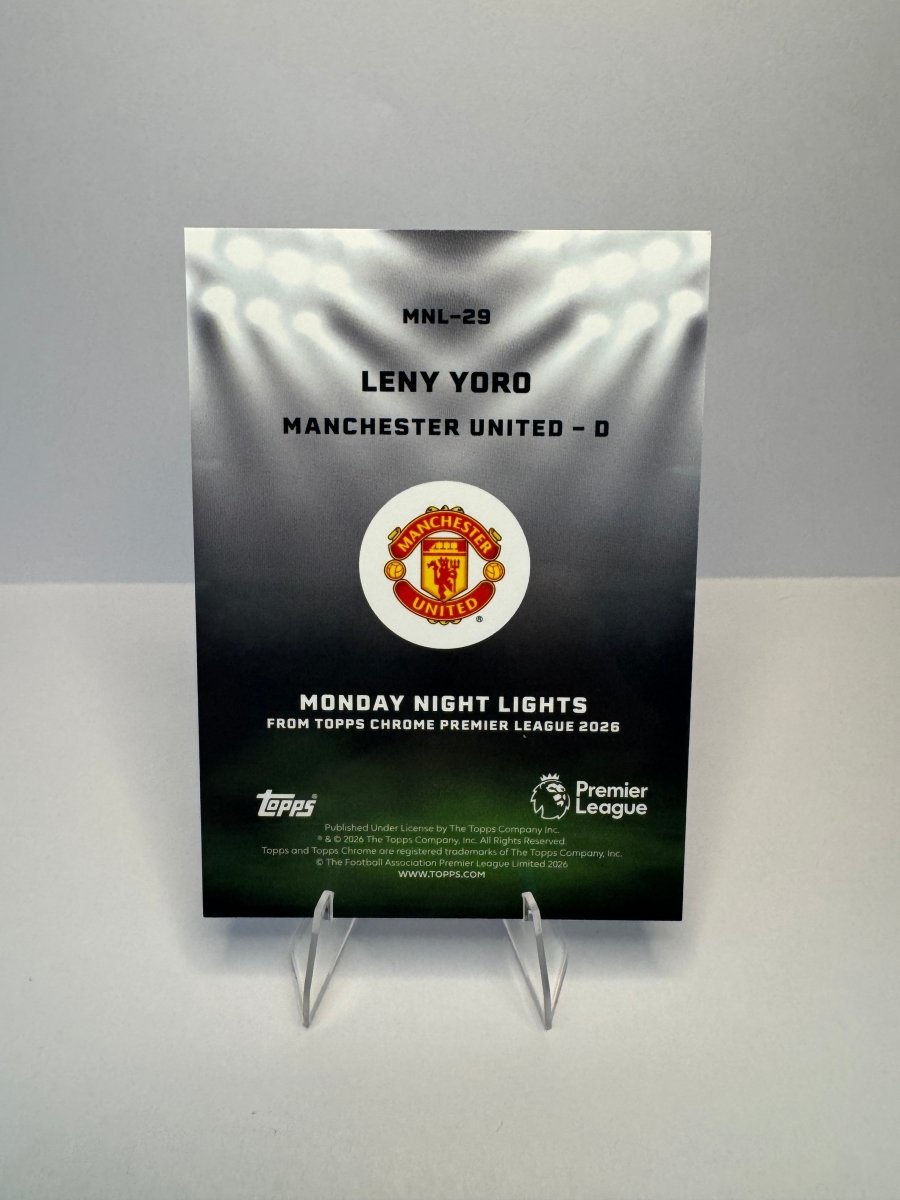Leny Yoro MNL - 29 Monday Night Lights — 2026 Topps Chrome Premier League — Manchester United by KitRoom Cards on MYNTED