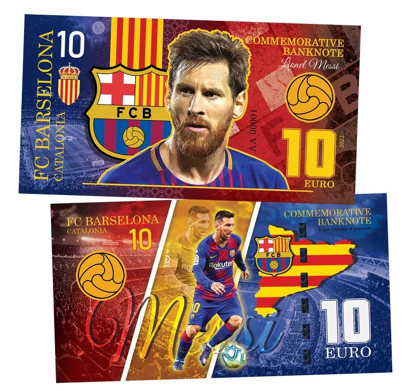 Lionel Messi FC Barcelona 10 euro UNCB banknote by UNCB on MYNTED