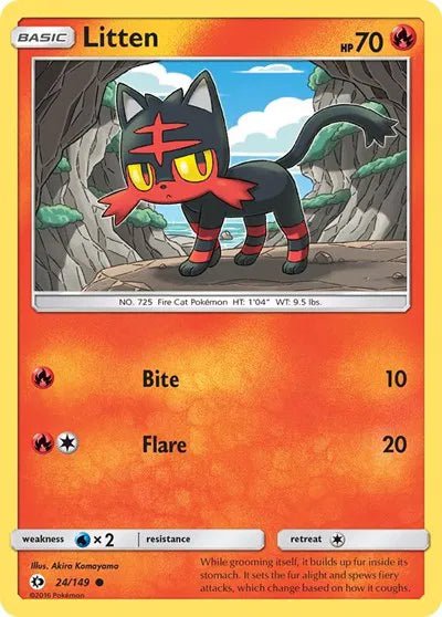 Litten Sun & Moon Base Set Common 24 by PokeSource on MYNTED