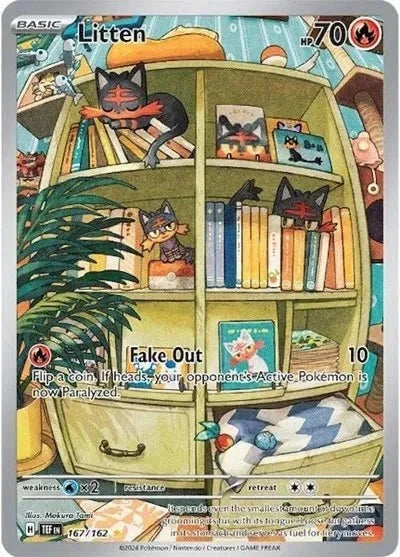Litten Temporal Forces Illustration Rare 167/162 by PokeSource on MYNTED