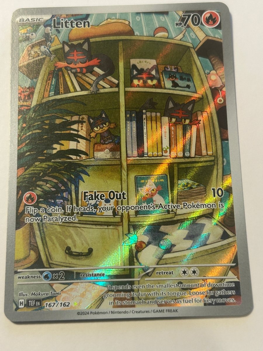 Litten Temporal Forces Illustration Rare 167/162 by PokeSource on MYNTED