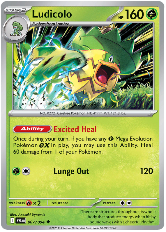 Ludicolo 007/094 Uncommon | Mega Evolution – Phantasmal Flames by Worth the XP on MYNTED