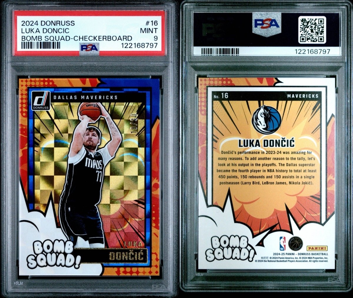 Luka Doncic 2024 Donruss Bomb Squad Checkerboard /30 PSA 9 by Rip and Collect on MYNTED