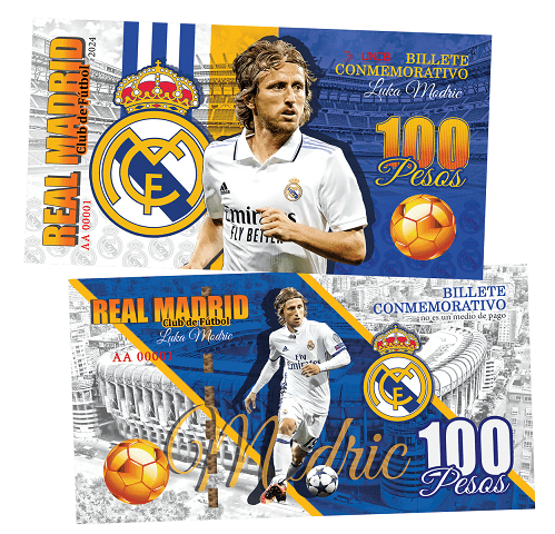 Luka Modric 100 Pesos UNCB banknote by UNCB on MYNTED