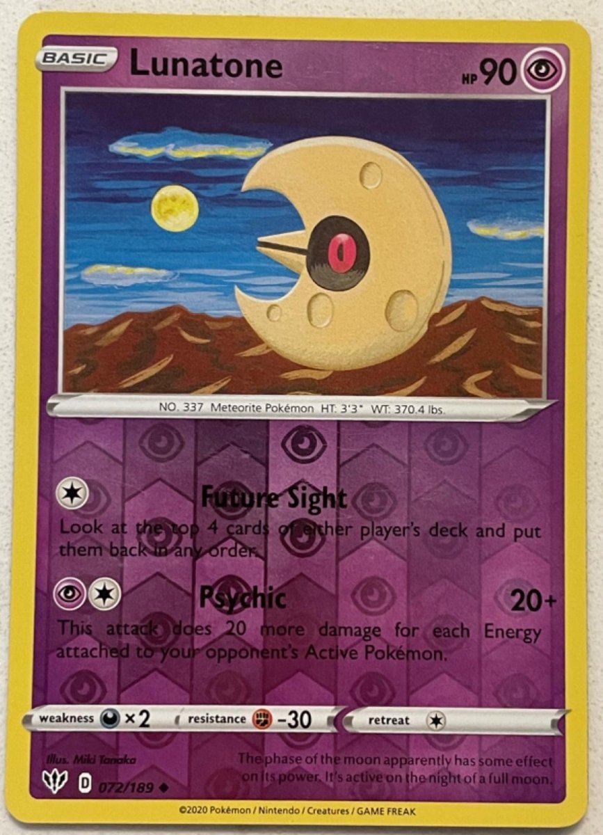 Lunatone [Reverse Holo] 72 Pokemon Darkness Ablaze by Moe‘s Vault on MYNTED