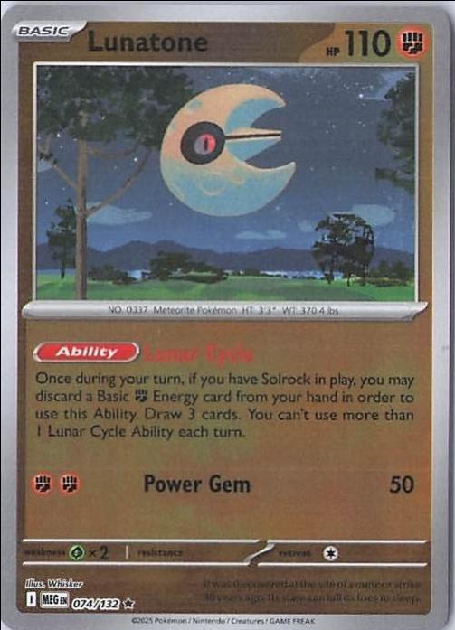 Lunatone [Reverse Holo] 74 Pokemon Mega Evolution by Moe‘s Vault on MYNTED