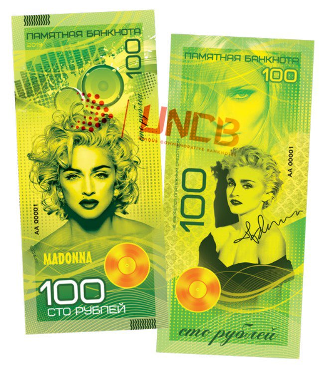 Madonna 100 Rubles UNCB banknote by UNCB on MYNTED