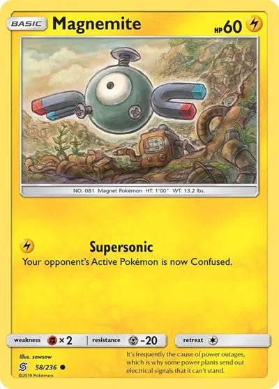 Magnemite (Reverse Holofoil) Unified Minds Common 58/236 by PokeSource on MYNTED