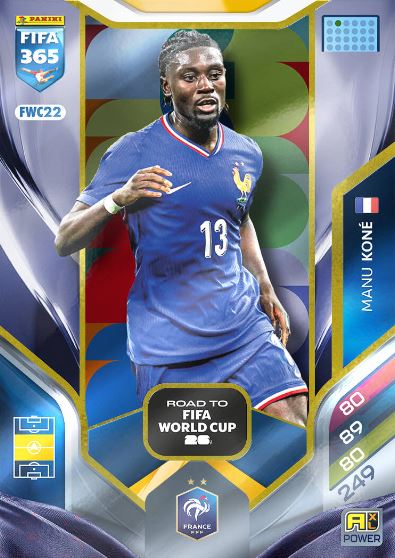 Manu Koné Road to FIFA World Cup 26 France FWC22 - Panini Fifa 365 Adrenalyn XL 2026 by shad0wknightTCG on MYNTED