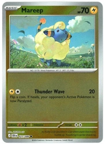 Mareep - 027/086 (Reverse Holo) - Chaos Rising (CRI) ME04 by SAFAQATI on MYNTED