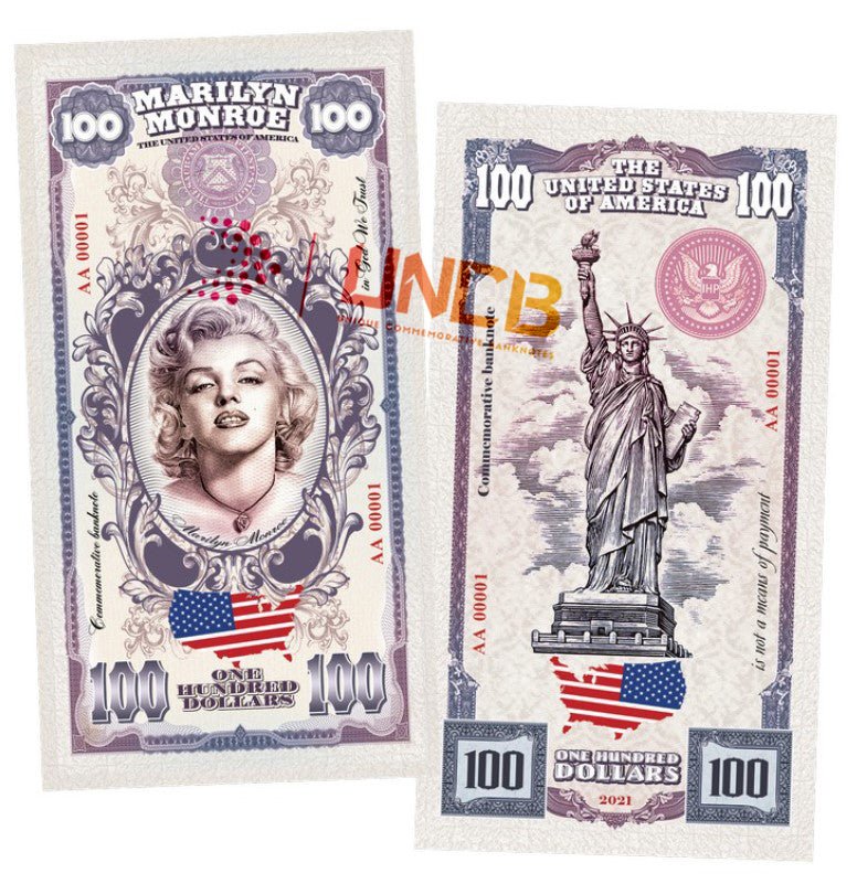 Marilyn Monroe 100 Dollars UNCB banknote by UNCB on MYNTED