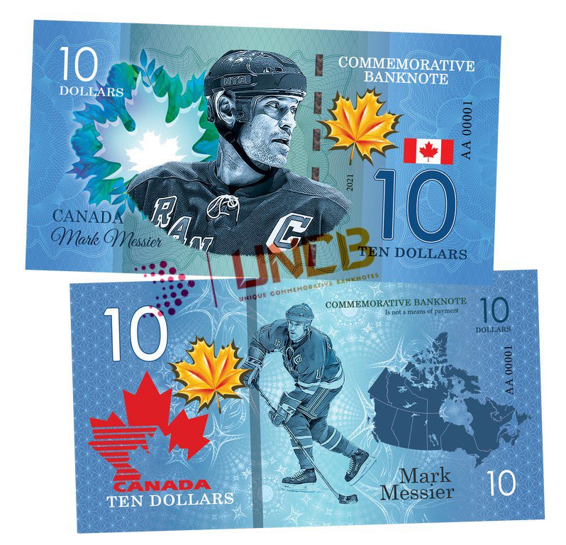 MARK MESSIER 10 Dollars UNCB banknote by UNCB on MYNTED