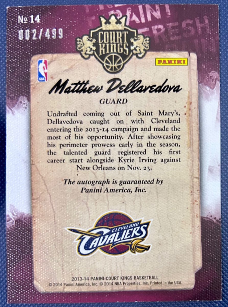 Matthew Dellavedova 2013-14 Panini Court Kings Fresh Paint /499 by Rip and Collect on MYNTED