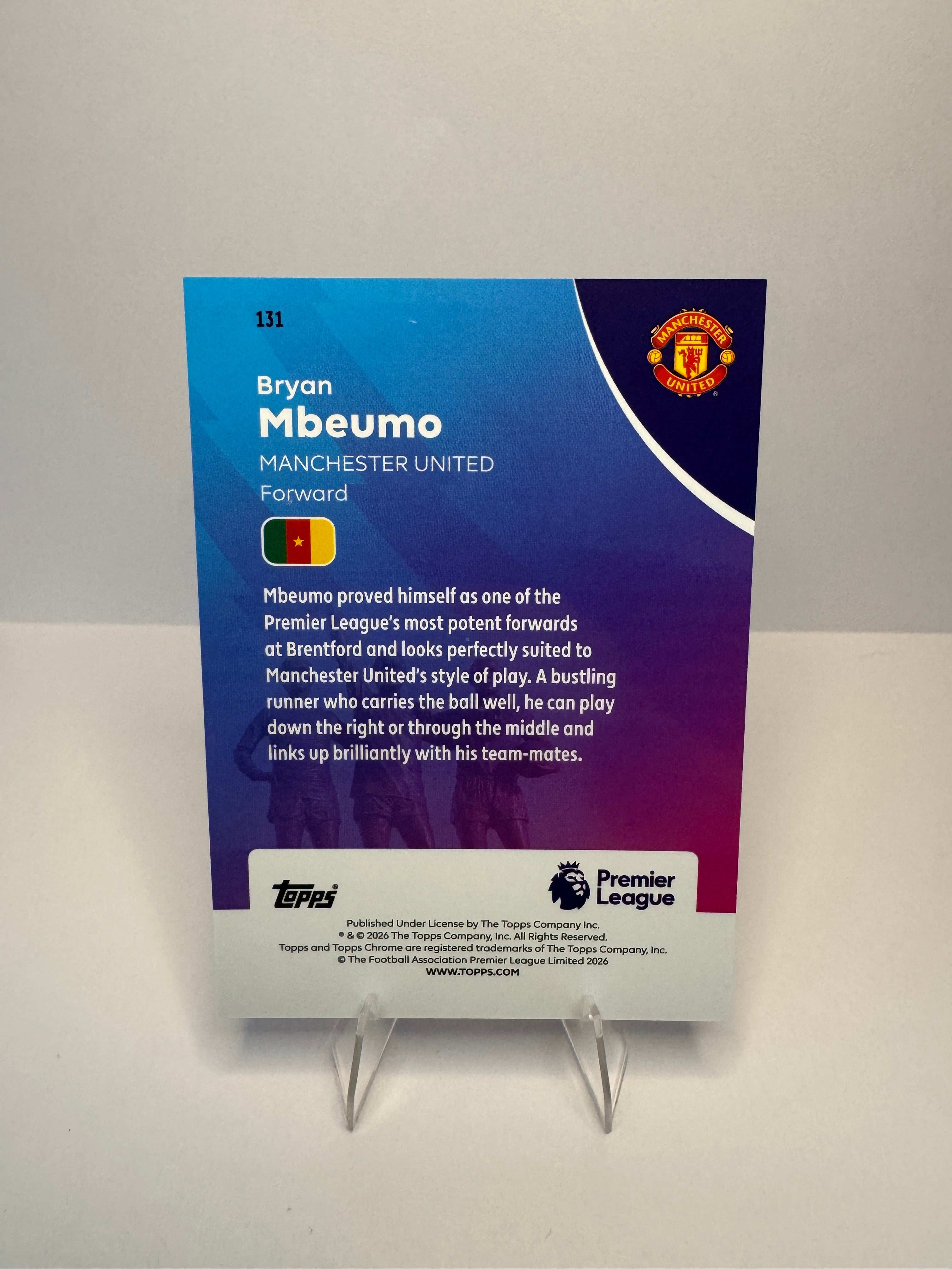 Bryan Mbeumo #131 Pineapple Blast Refractor — 2026 Topps Chrome Premier League — Manchester United
