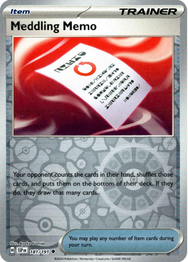 Meddling Memo [Reverse Holo] 181 Pokemon Surging Sparks by Moe‘s Vault on MYNTED