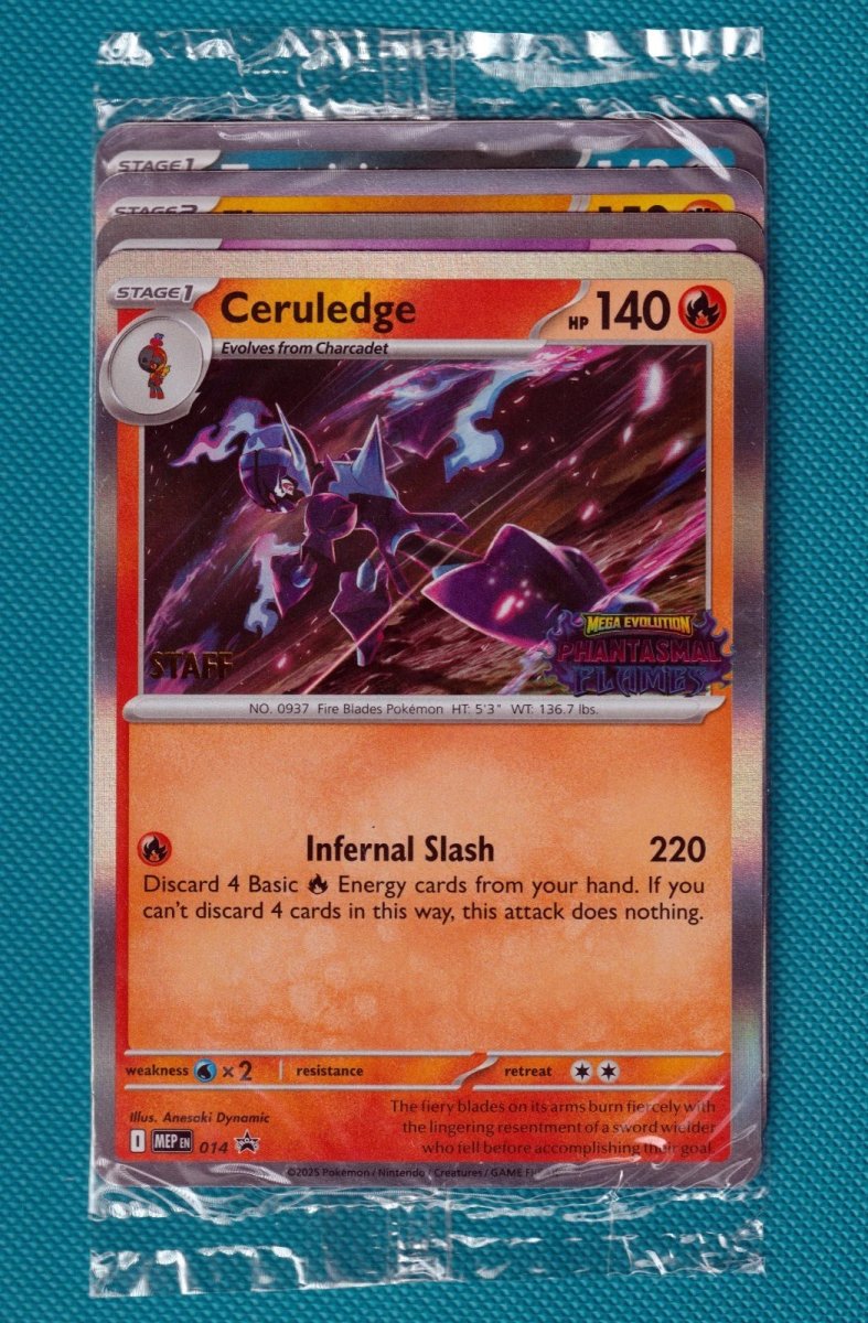 Mega Evolution - Phantasmal Flames (SEALED) [STAFF] Stamped Prerelease Promo Set MEP014,015,016,017 by SAFAQATI on MYNTED
