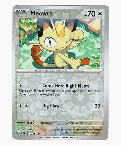 Meowth 052/165 - Reverse Holo (Pokemon 151) by The Cardboard Grind on MYNTED