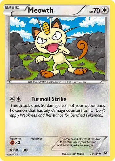 Meowth (Reverse Holofoil) Fates Collide Common 74 by PokeSource on MYNTED