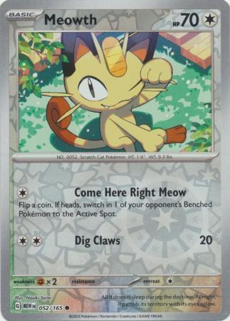 Meowth SV: 151 Common • 052/165 Reverse Holofoil by Shark Pop Culture on MYNTED