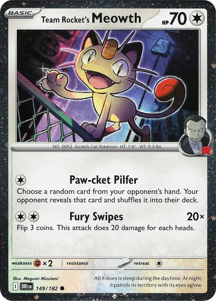 Team Rocket's Meowth - 149/182 -  Cosmos Holo