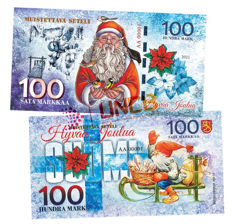 Merry Christmas 100 Marks UNCB banknote by UNCB on MYNTED