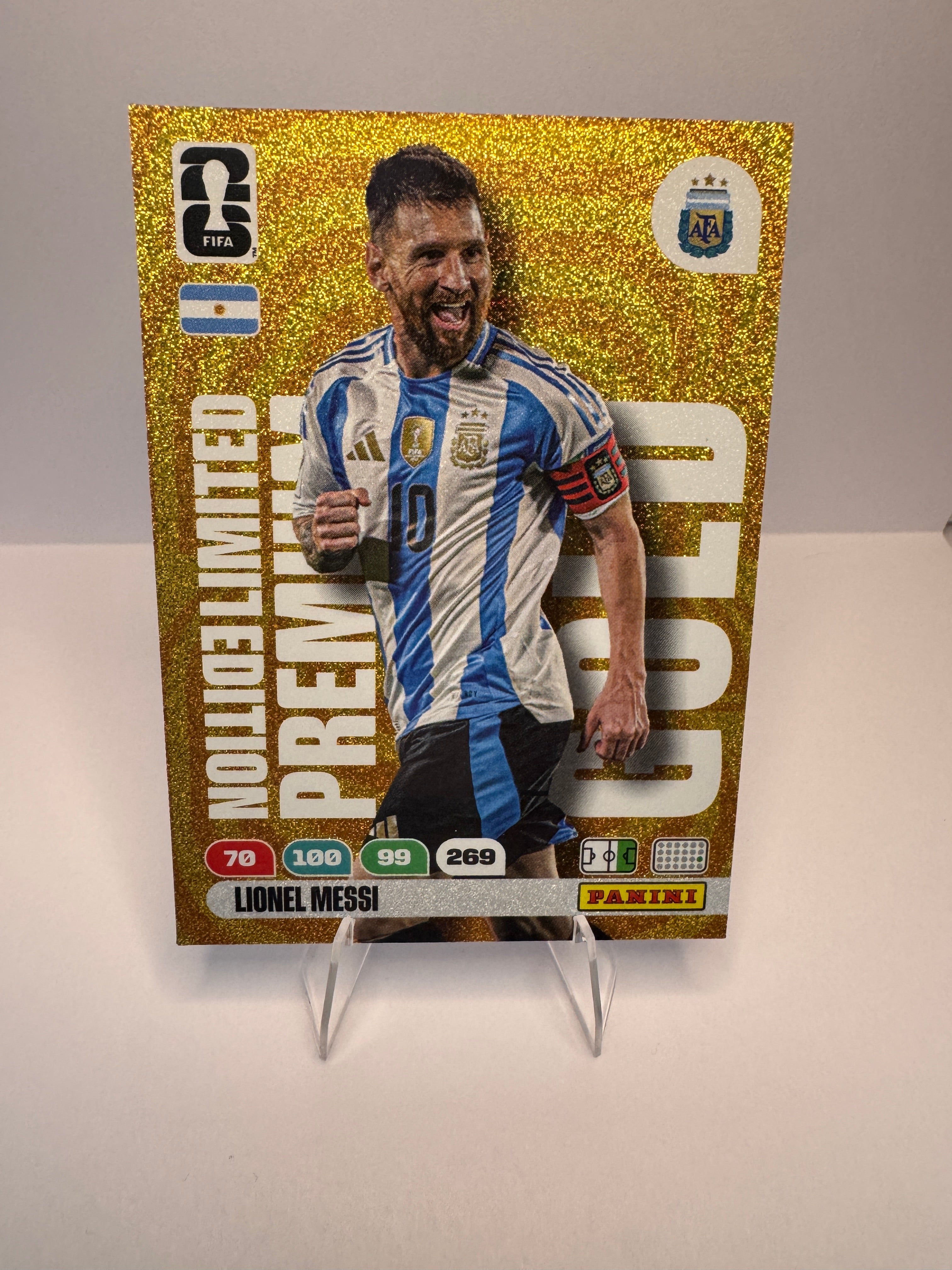 Lionel Messi Limited Edition Premium Gold — Panini FIFA World Cup 2026 Adrenalyn XL — Argentina