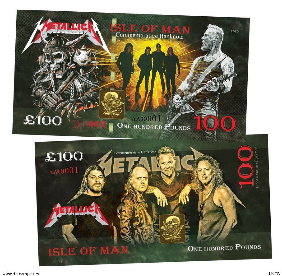 Metallica 100 Pounds UNCB banknote by UNCB on MYNTED